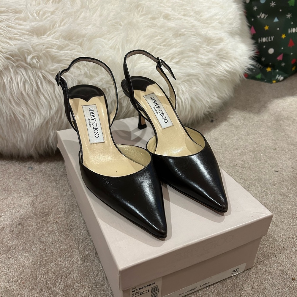 Jimmy Choo Chocolate Brown Sling Back Heels